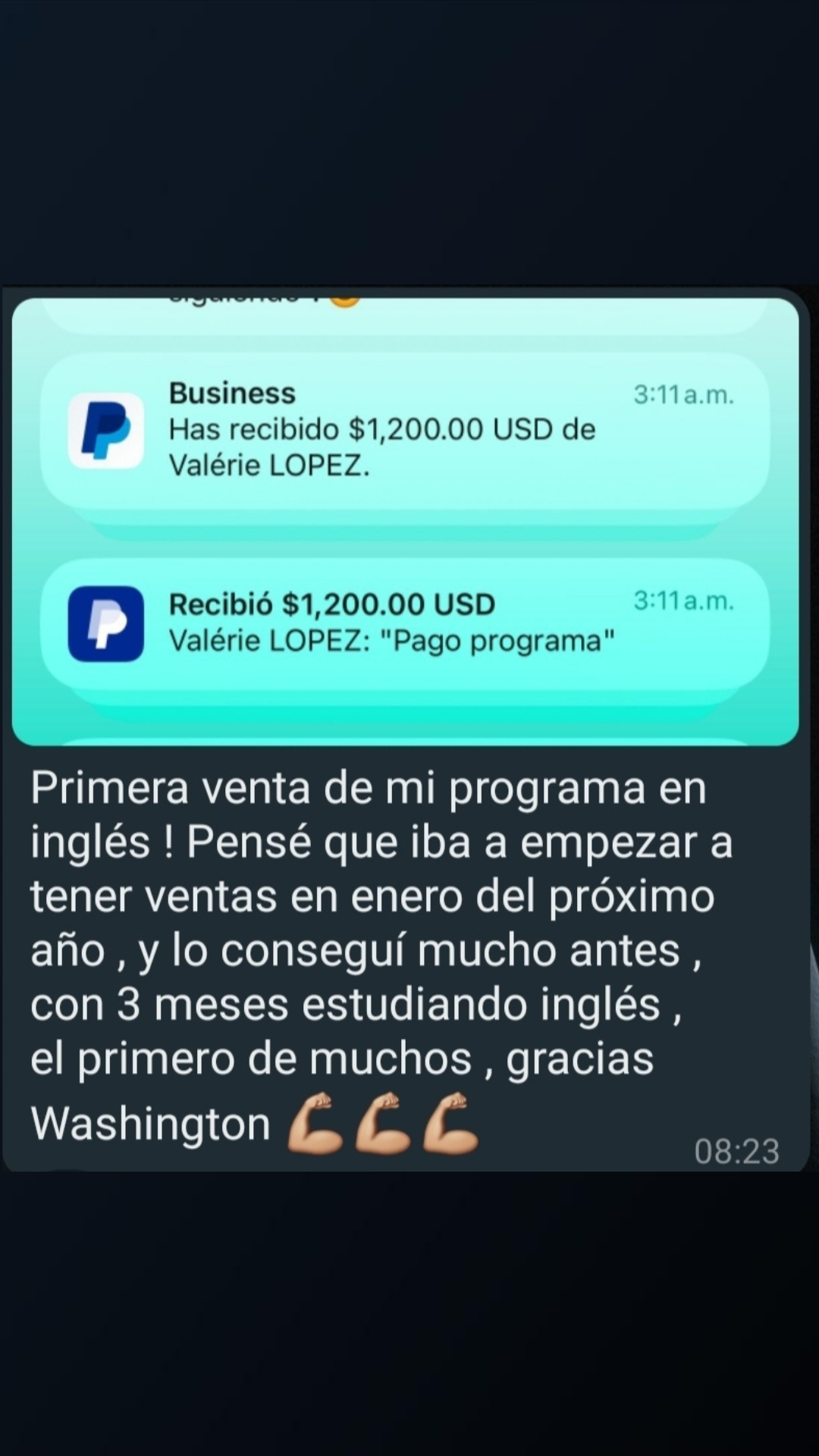 Mi primera venta de mi programa en inglés en 3 meses